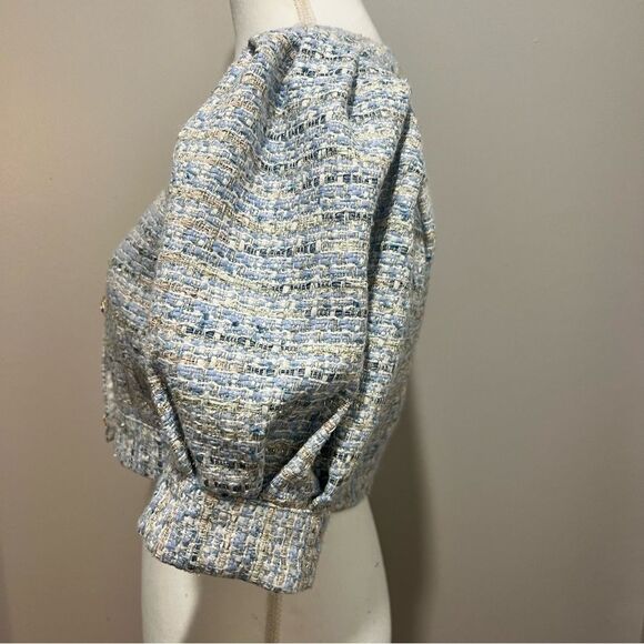 Endless Rose Anthropologie Puff Sleeve Tweed Crop Top size small women's - Picture 9 of 11